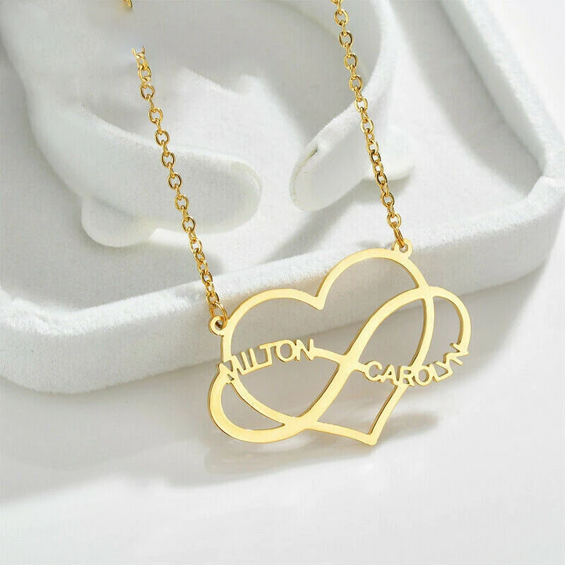 

Sherman Customized Infinity Symbol Heart Pendant Personalized 2 Name Fashion Necklace Jewelry Personalized Lady Nameplate