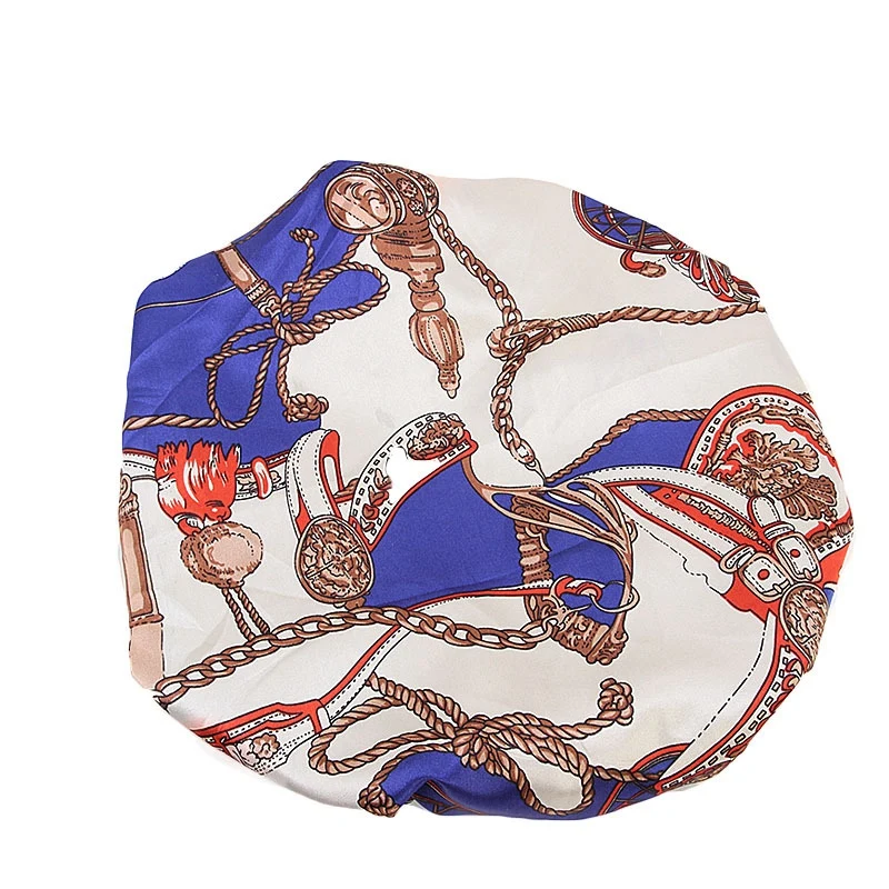 Синяя Женская двухслойная шелковистая DU RAG Крышка для волос аксессуары волнистые