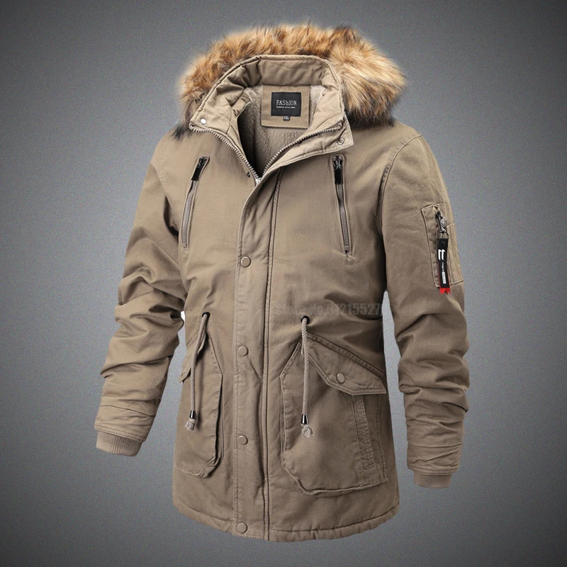 

-20 Degree Winter Parka Men's Jacket Fashion Hooded Fur Collar Windbreaker Parkas Coat Wool Liner Keep Warm Outwear Dropshipping