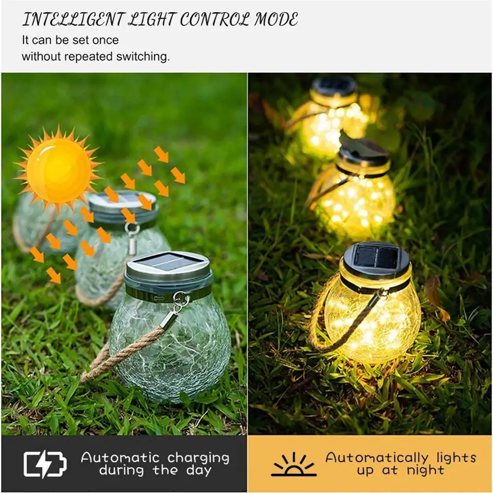 Медный проволочный светодиодный светильник на солнечной батарее стеклянный