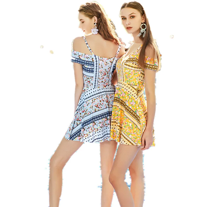 

One-Piece Swimsuit Fairy Fan Skirt Style Conservative Cover Belly Thin Push up Sexy Hot Spring European and American Swimsuit