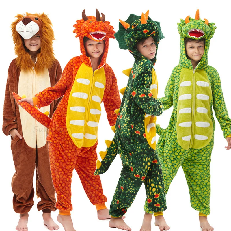 

Пижама Кигуруми для косплея, единорог, животные для детей, для девочек, мальчиков, одежда для сна, детский мультяшный 3d Пижамный костюм с Льв...