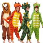 Пижама Кигуруми для косплея, единорог, животные для детей, для девочек, мальчиков, одежда для сна, детский мультяшный 3D Пижамный костюм с Львом, зима