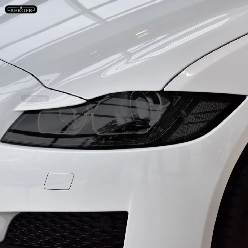 

2Pcs Car Headlight Protective Tint Film Smoke Black Transparent TPU Light Sticker For Jaguar XF X260 2016-Present Accessories