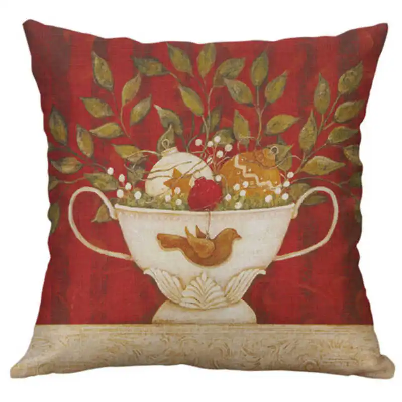 

Home Throw Decor Case Flowers Cover Cotton Linen Pillow Cushion Vintage 18\"
