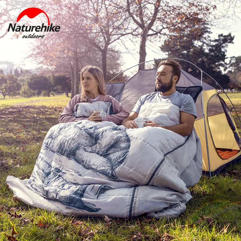 Спальный мешок Naturehike для двух человек с рисунком подушки дышащий влагостойкий
