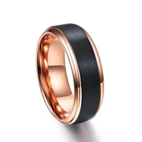 8mm rose gold stainless steel ring vacuum two color electroplating process fashion creative jewelry accessories ladies ring