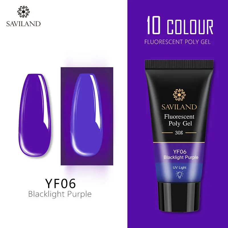YF06 SAVILAND 30 мл полигель радужные флуоресцентные ногти 15 мл неоновый полигель Кристальный Гель для маникюра удлинение пальцев ломтик кисти для ногтей - Цвет: YF06