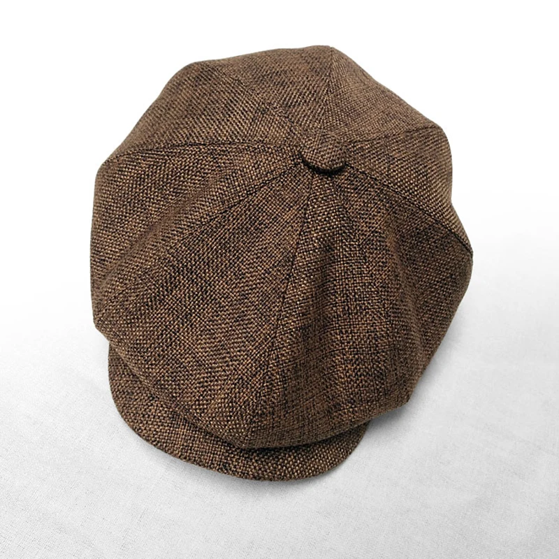 

SWAK Four Seasons Men's Newsboy Hat Women Male Linen Octagonal cap Retro Beret Peaky Blinders Hat England Visor Big Head Cap