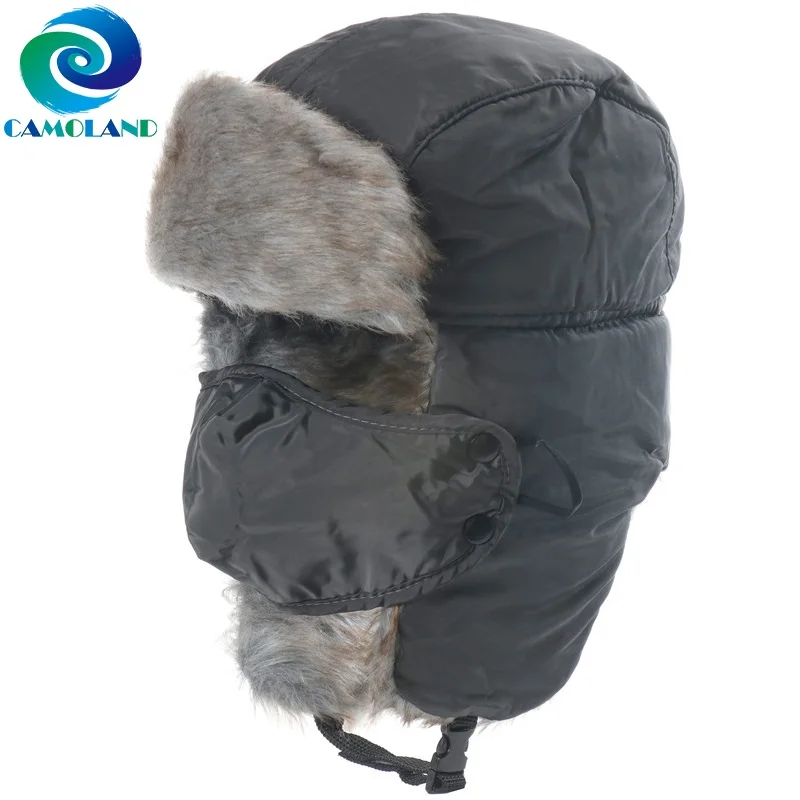 

CAMOLAND Winter Warm Bomber Hats For Women Men Faux Fur Russia Hat Outdoor Male Thermal Earflap Cap Windproof Snow Ski Caps