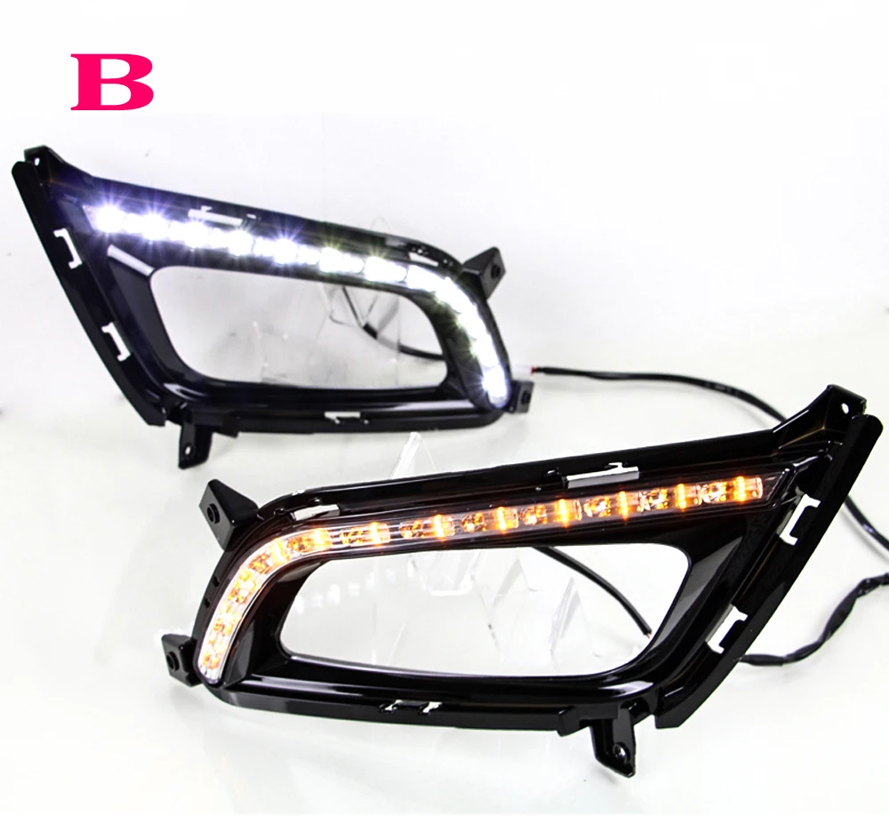 

2pcs For Kia Optima K5 2014-2015 LED Daytime Driving Running Light DRL Car Fog Lamp 6000K White Light Turn Yellow Light