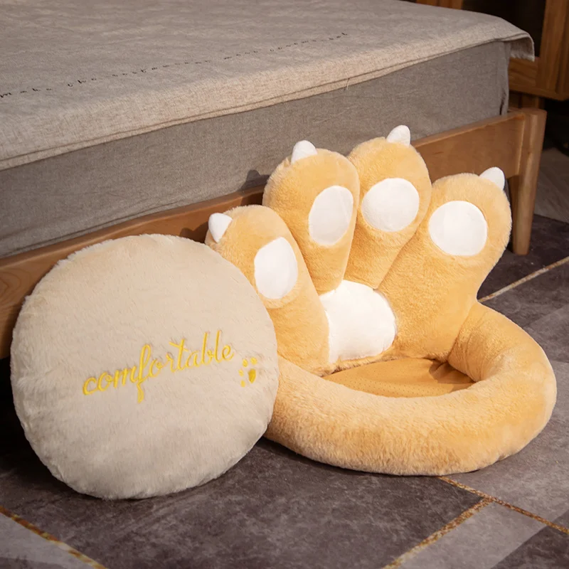 Плюшевый диван с мягкими лапками кота, Картон, 40 см, креативная подушка для сидения дома, антискользящая напольная подушка для попки ребенка, учеба в процессе.