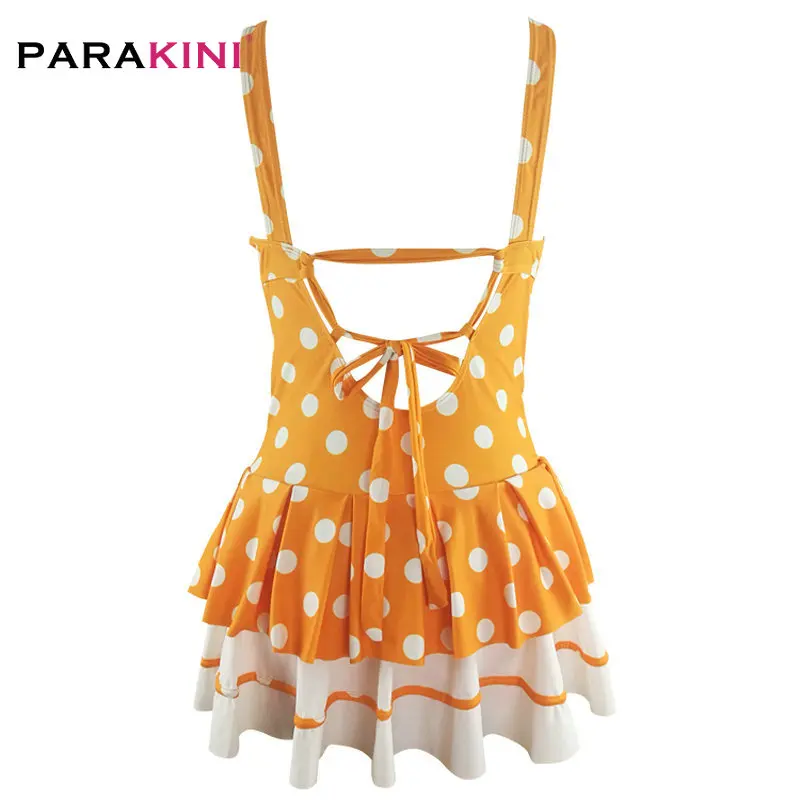PARAKINI, сдельный купальник,, плюс размер, 2XL, одежда для плавания, для женщин, пуш-ап, купальники, в горошек, с принтом, на бретельках, ретро платье, одежда для плавания, танкини