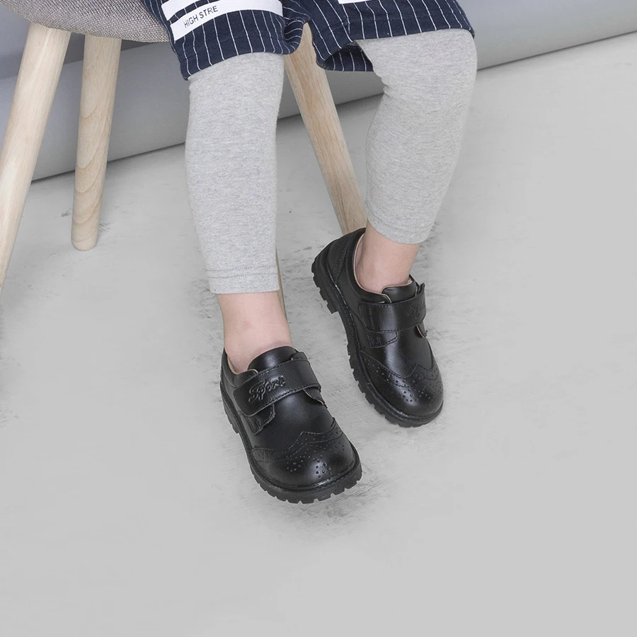 Детские туфли оксфорды из натуральной кожи черные вечерние мягкой на платформе