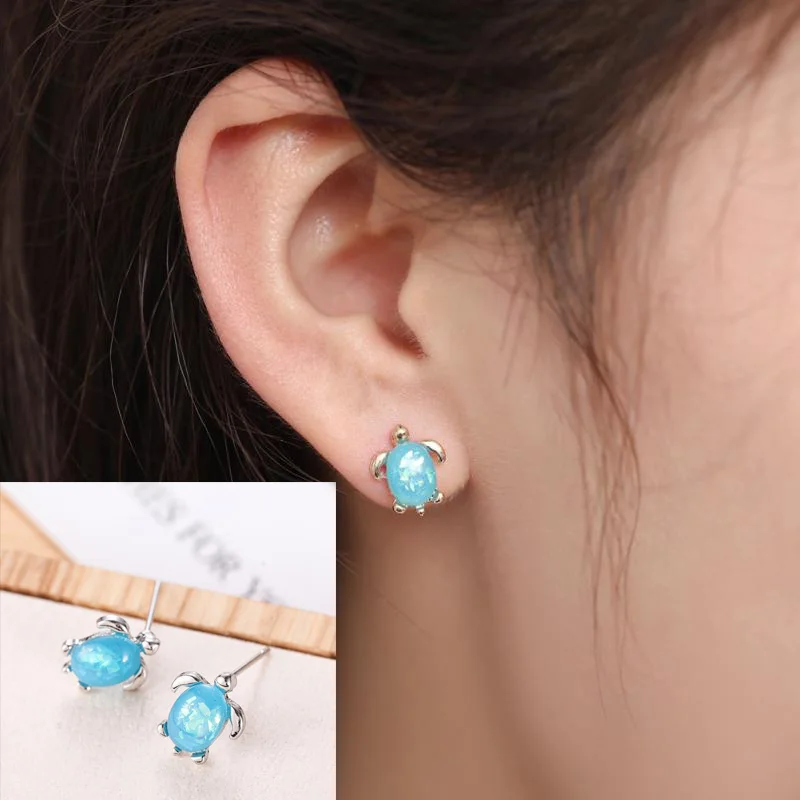 Женские серьги пусеты Ao Bao очаровательные креативные синие гвоздики с подвесками