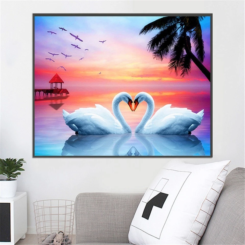 Azqsd алмазная вышивка лебеди 5d Diy Алмазная мозаика вышивка крестом животные вышивка крестиком рукоделие картина стразами декор для дома