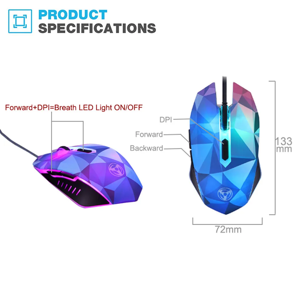 Алмазный версия Иллюзия MODAO 3200 Точек на дюйм проводной Мышь с 7 круговой