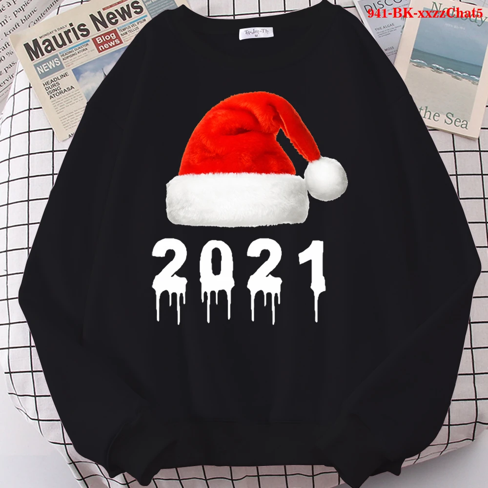 

Кавайная Рождественская шапка, свитшот с графическим рисунком, винтажные толстовки в стиле Харадзюку, 2021, Рождественская одежда, толстовки ...