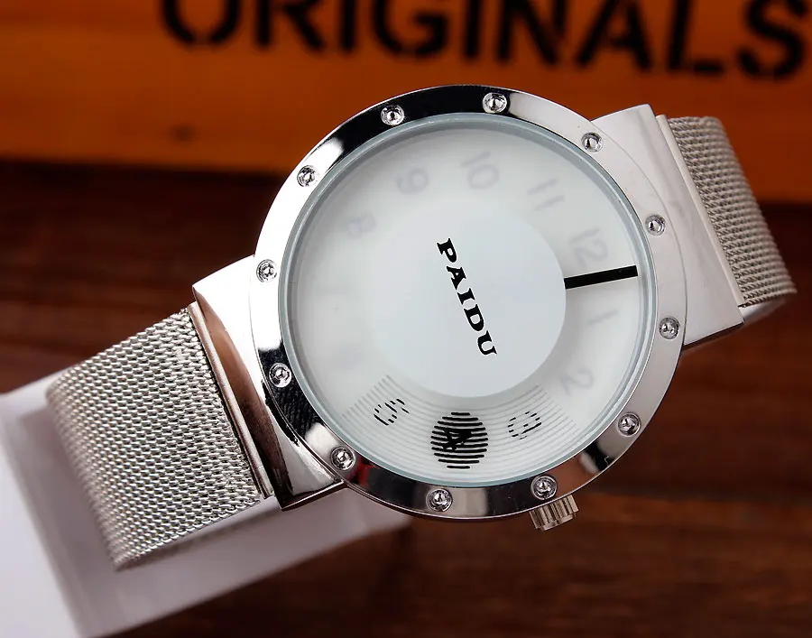 Часы наручные Paidu для мужчин/женщин простые черные/белые с металлическим