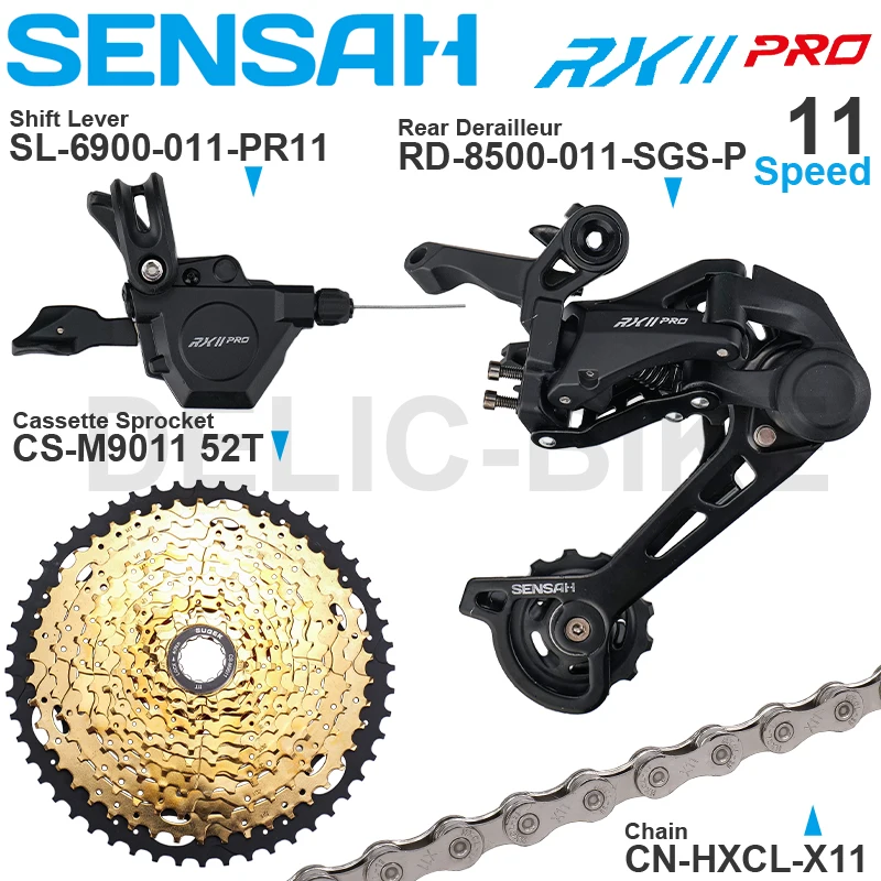 

Комплект скоростей для горного велосипеда SENSAH RX11 Pro 11 включает правый задний переключатель передач и кассету SUGEK 50T 52T и X11 Chain