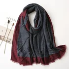 2021 Испания Элитный бренд Темно-синие петля точка бахромой шаль из вискозы шарф леди толстые головные обручи пашминовый палантин мусульманский хиджаб 180*90 см