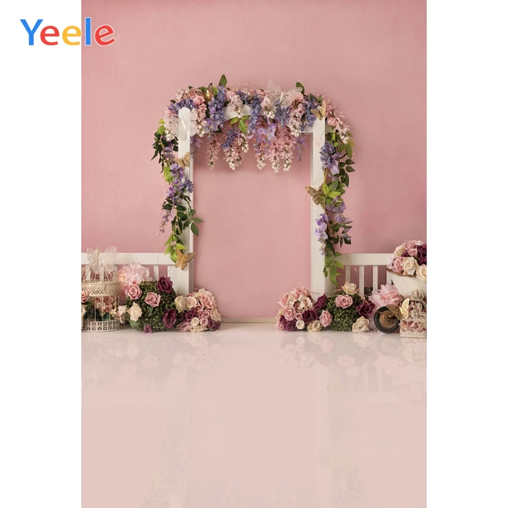 Фотофон вечерние фоны для портретной фотосъемки с розовой стеной и цветочными