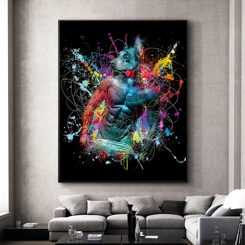 

Graffiti art colorful scary skulls and ferocious colorful posters and prints animal pictures for living room room decoration