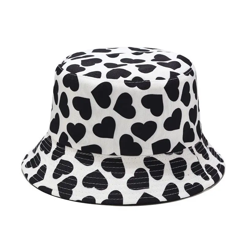 

Women Love Heart Print Bucket Hat Reversible Fisherman Caps Panama Women Gorras For Lover Valentine Mom Wife Gifts