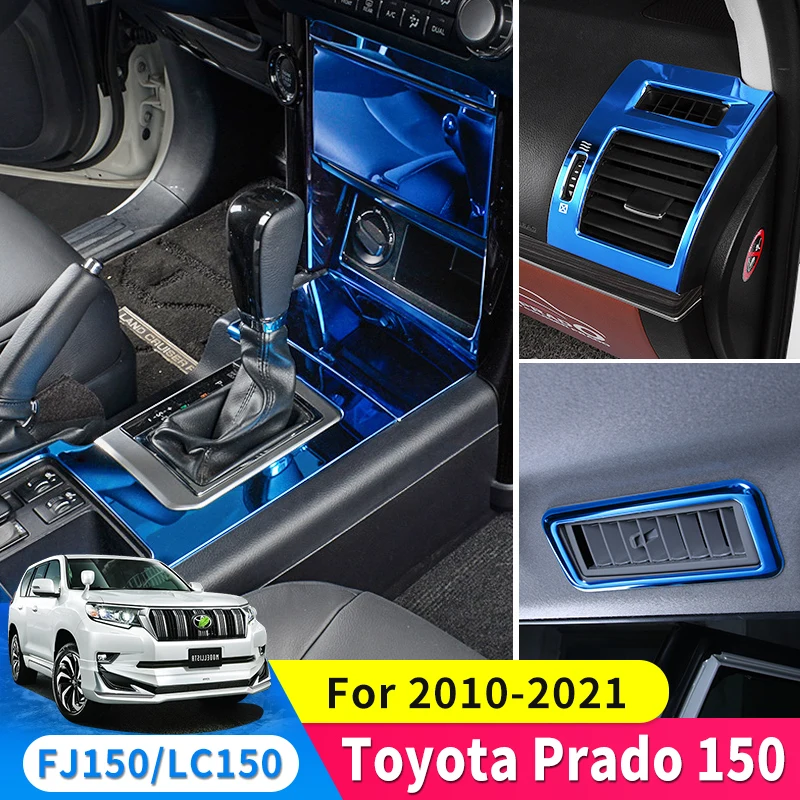 

For 2010 2021 Toyota Prado 150 Interior Decoration Patch Stainless Steel Handle Air Conditioning Outlet Modification Accessories