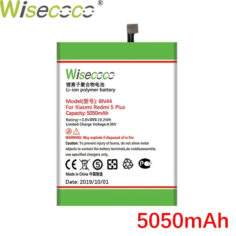 WISECOCO 5050 мАч BN44 батарея для телефона Xiaomi Redmi 5 Plus новейшее производство высокое качество батарея+ номер отслеживания