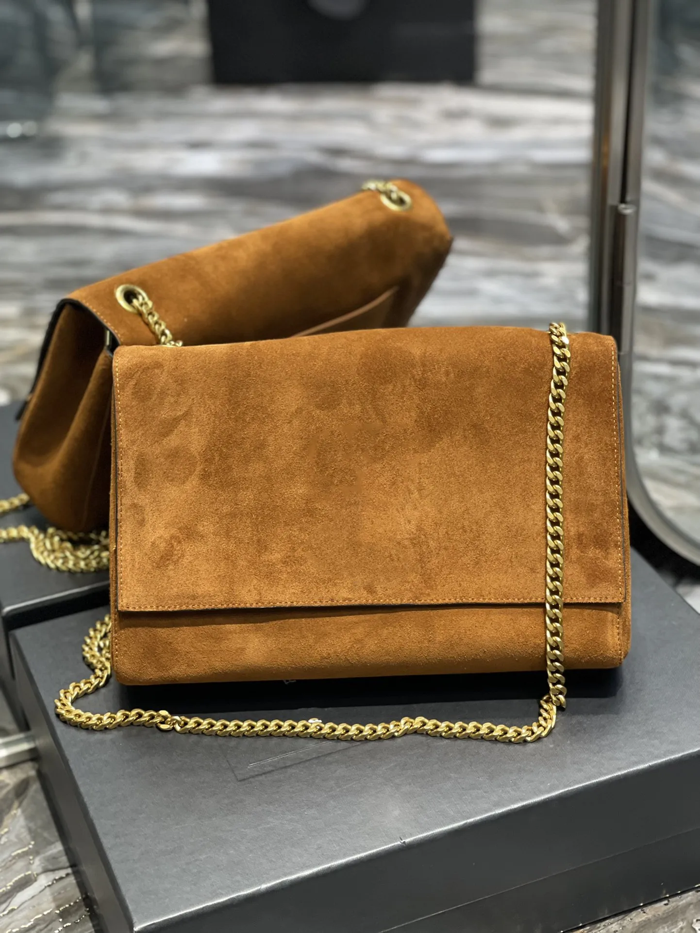 

Роскошная брендовая модная квадратная сумка через плечо из нубука loulou puffer