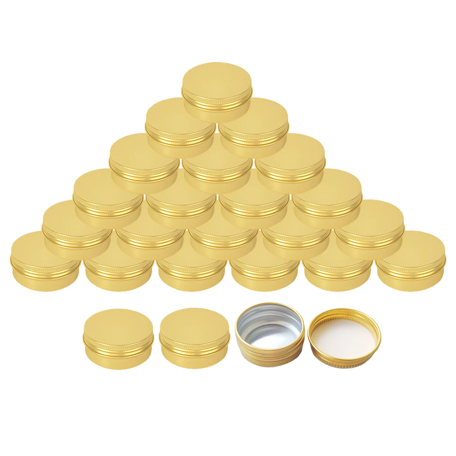 

24Pcs 15ml Travel Tin Cans Screw Lid Round Aluminum Metal Case Golden