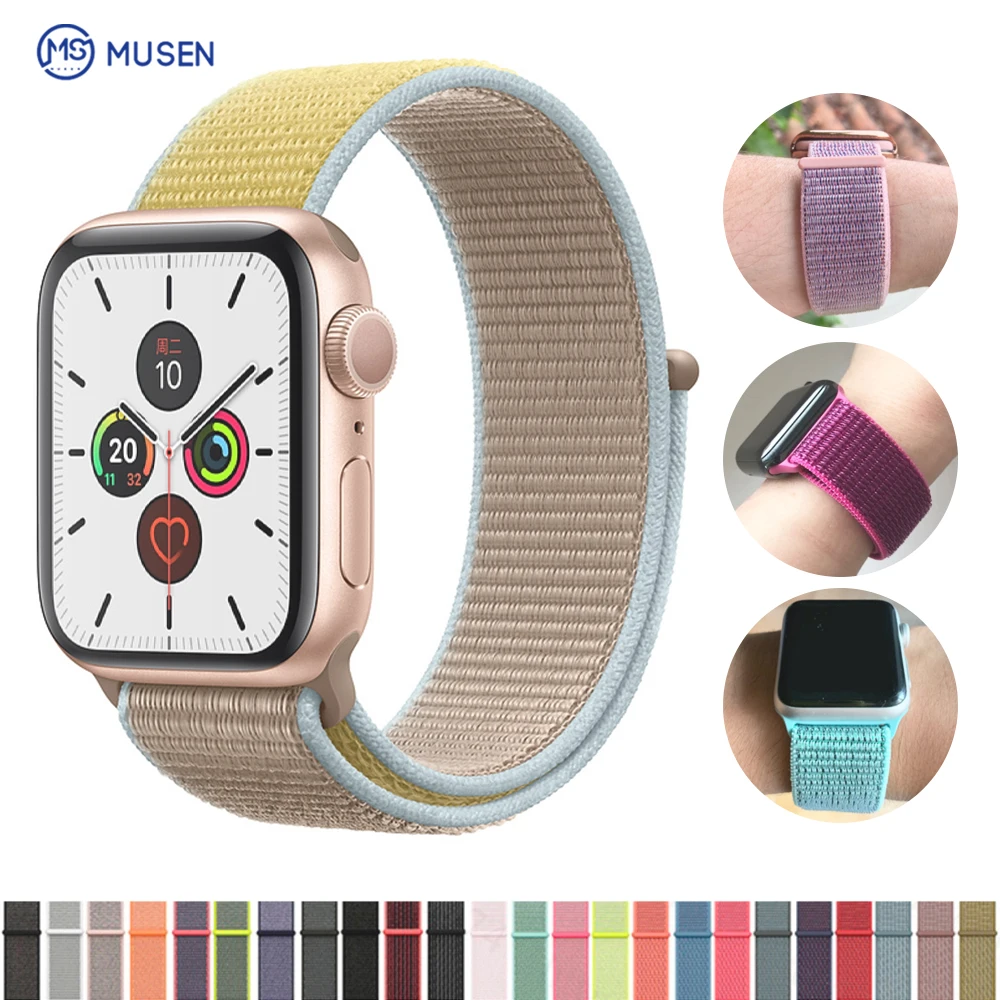 Ремешок для наручных часов Apple Watch серии 3/2/1 38 мм 42 мм мягкий нейлон дышащий сменный ремешок Спортивные петли для наручных часов iwatch серии 4 5 40 мм 44 мм