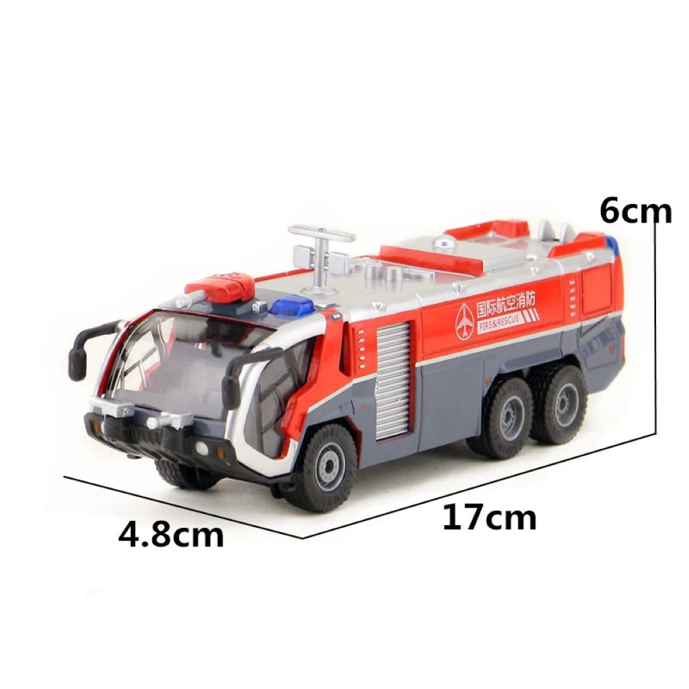 

KAIDIWEI 1:50 Alloy High Pressure Water Gun Airport Fire Truck Model with Pull Back Car Toys for Kids Crafts Collection Toy