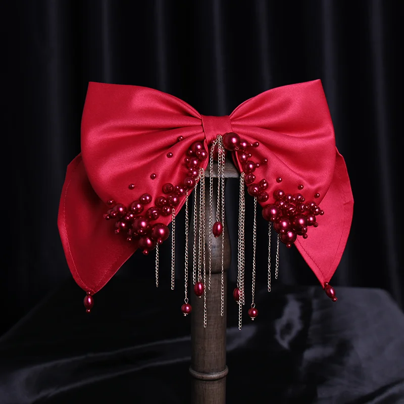 Hair Clips Wedding Bridal Hair Accessories Bow-knot Simulated Pearls Headbands Tassel Women Hair Jewelry