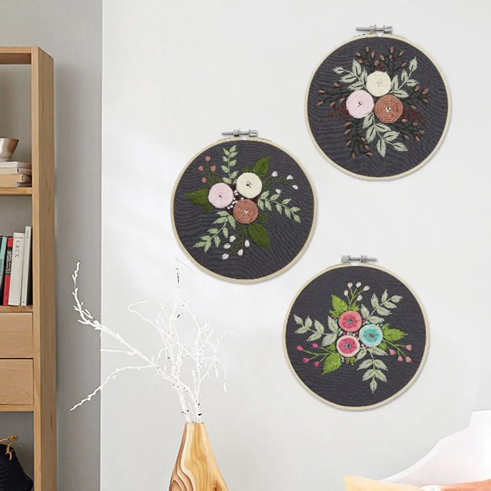 DIY Embroidery Flower Handwork Needlework for Beginner Cross Stitch Kit Ribbon Painting Hoop Home Decoration | Дом и сад