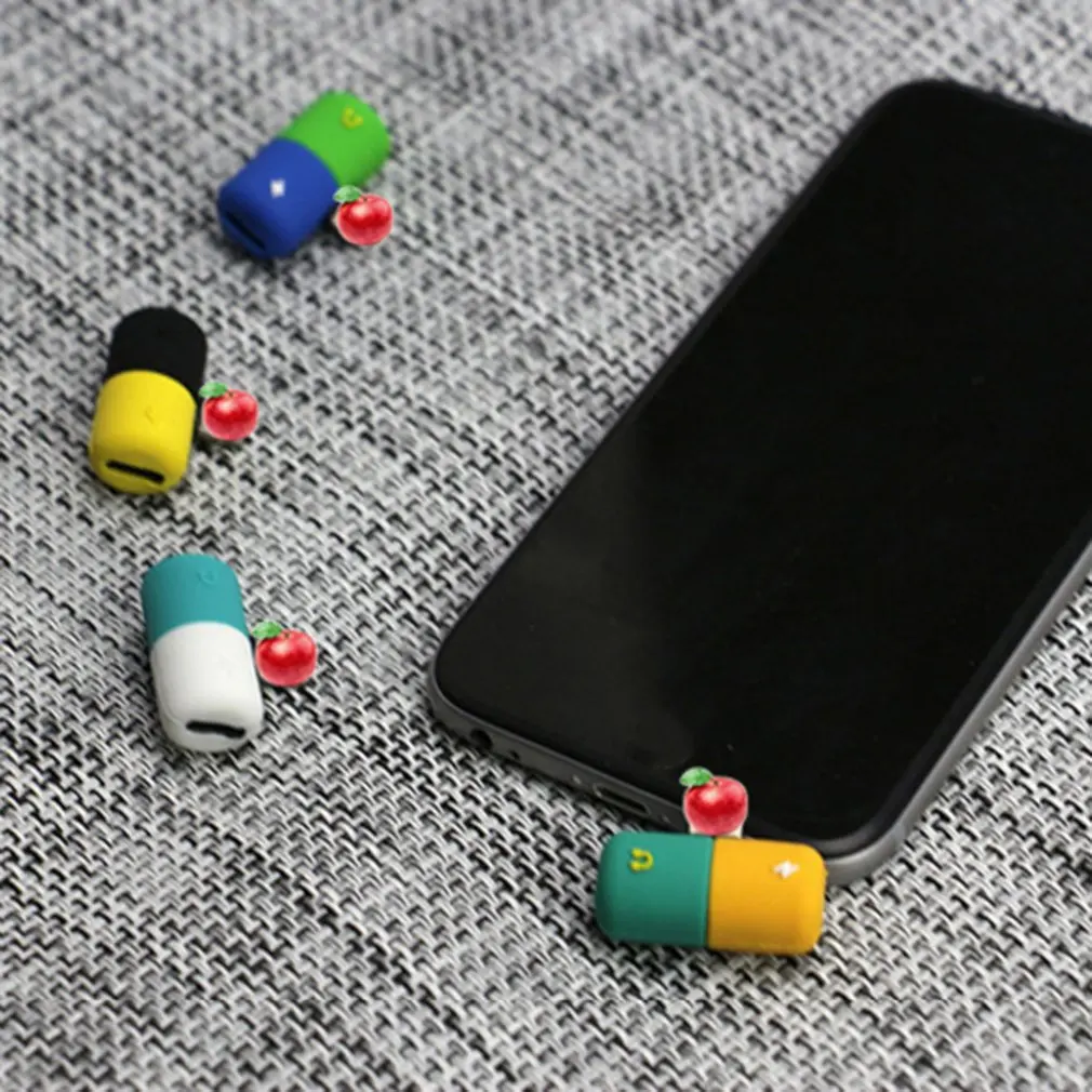 Мультфильм таблетка зарядка прослушивание песня 2 в 1 аудио кабель для Apple адаптер