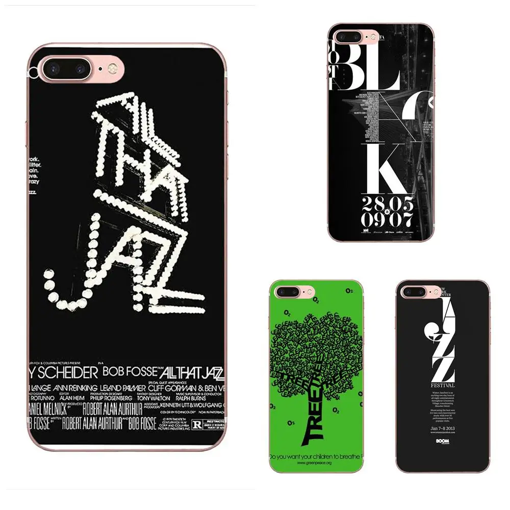 Стильный чехол из ТПУ Джазовый плакат типографика вдохновение для Apple iPhone 4 4S 5 5C 5S