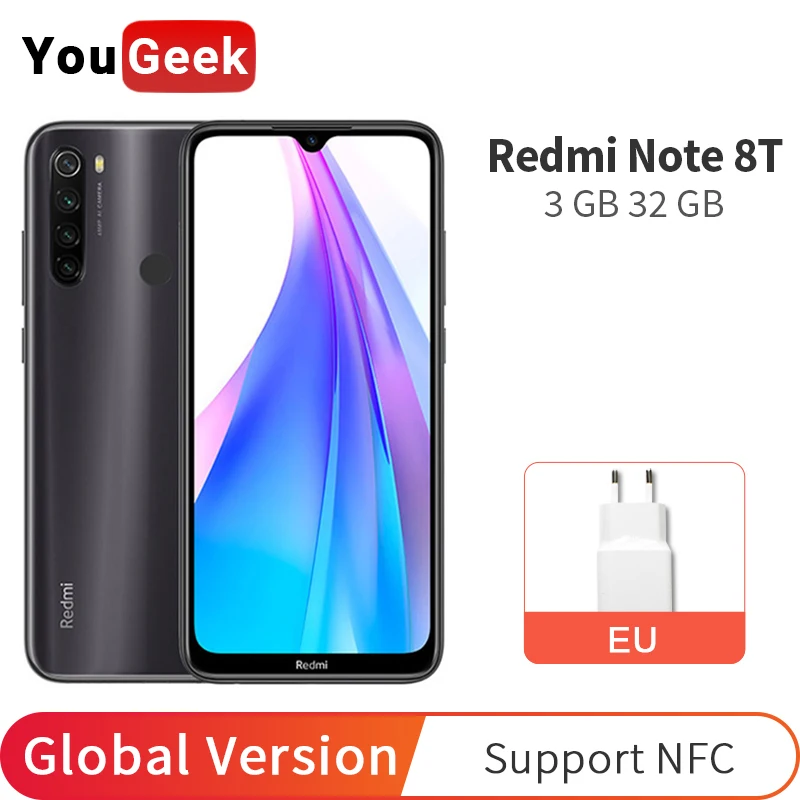 Глобальная версия смартфона Xiaomi Redmi Note 8T 3 ГБ 32 NFC 48 МП четыре задних камеры
