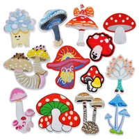 new arrival cute mushroom embroidery patches iron on patches for clothes high quality flowers badges cartoon appliques diy