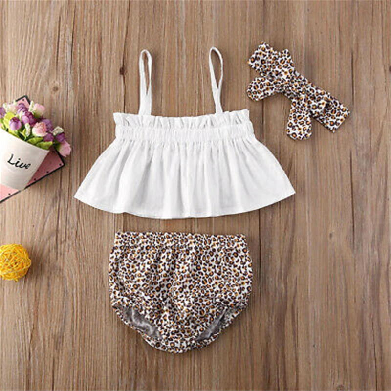 

3PCS Cute Newborn Baby Girl Outfits Clothes Tops Romper+Tutu Shorts Pants Sets