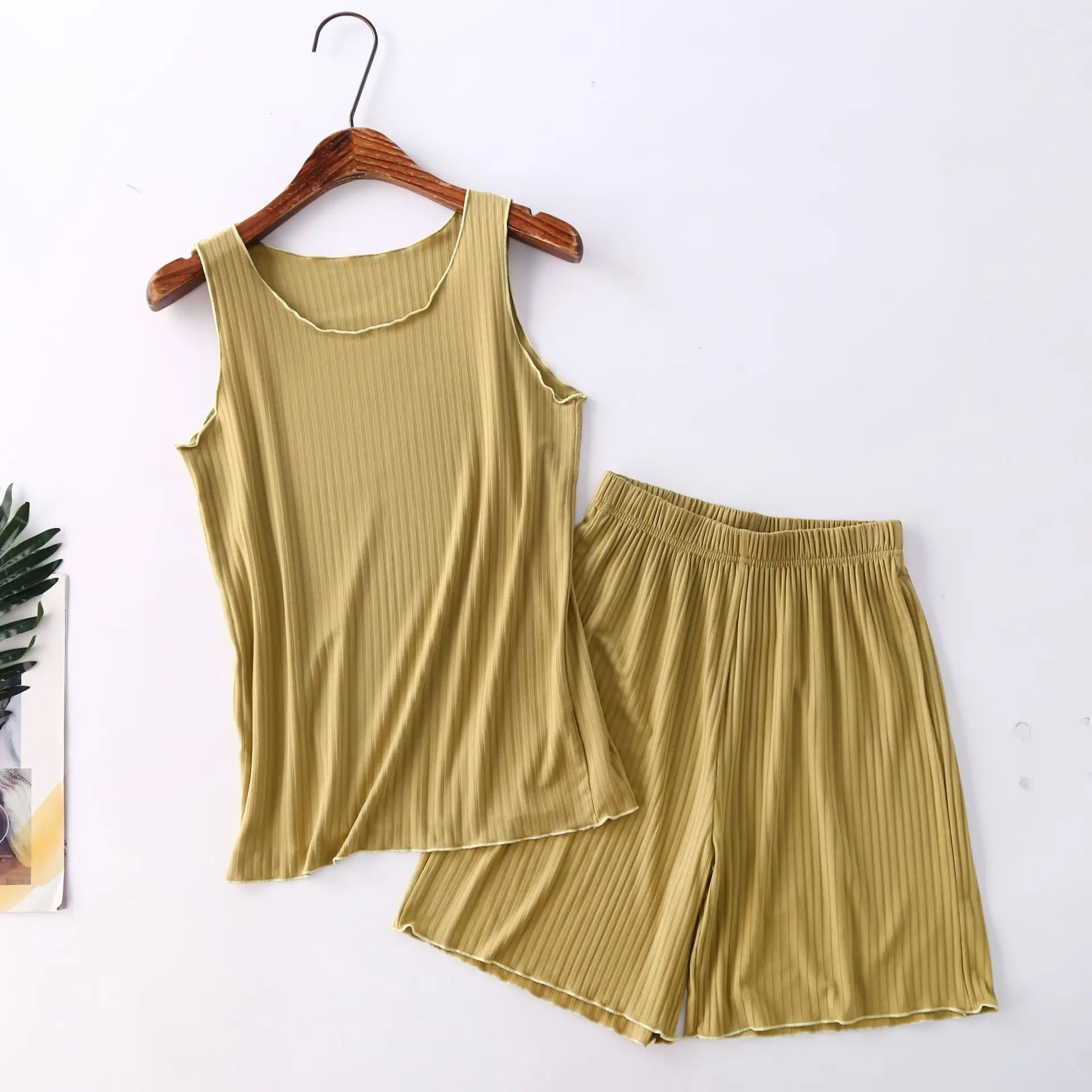 Одежда для сна из модала пижамы женщин новый жилет шорты женский комплект без