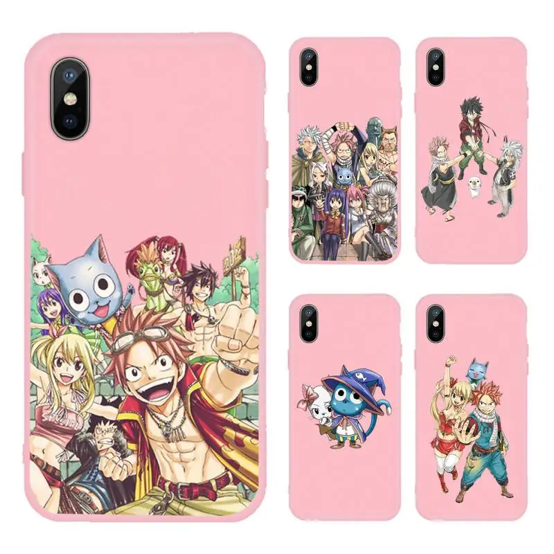 

Anime Fairy Tail Phone Case Pink Candy Color for iPhone 11 12 mini pro XS MAX 8 7 6 6S Plus X SE 2020 XR