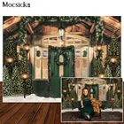 Рождественские фоны для фотосъемки темно-зеленые деревянные двери фон для фотосъемки фон для фотостудии Рождественская елка Декор
