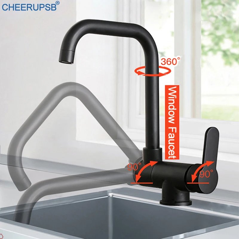 Кран Torneira Goumet кухонный складной черный смеситель из нержавеющей стали для