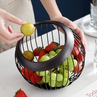 iron metal hollow fruit plate creative ball shape living room home storage basket countertop vegetables fruit serving bowl