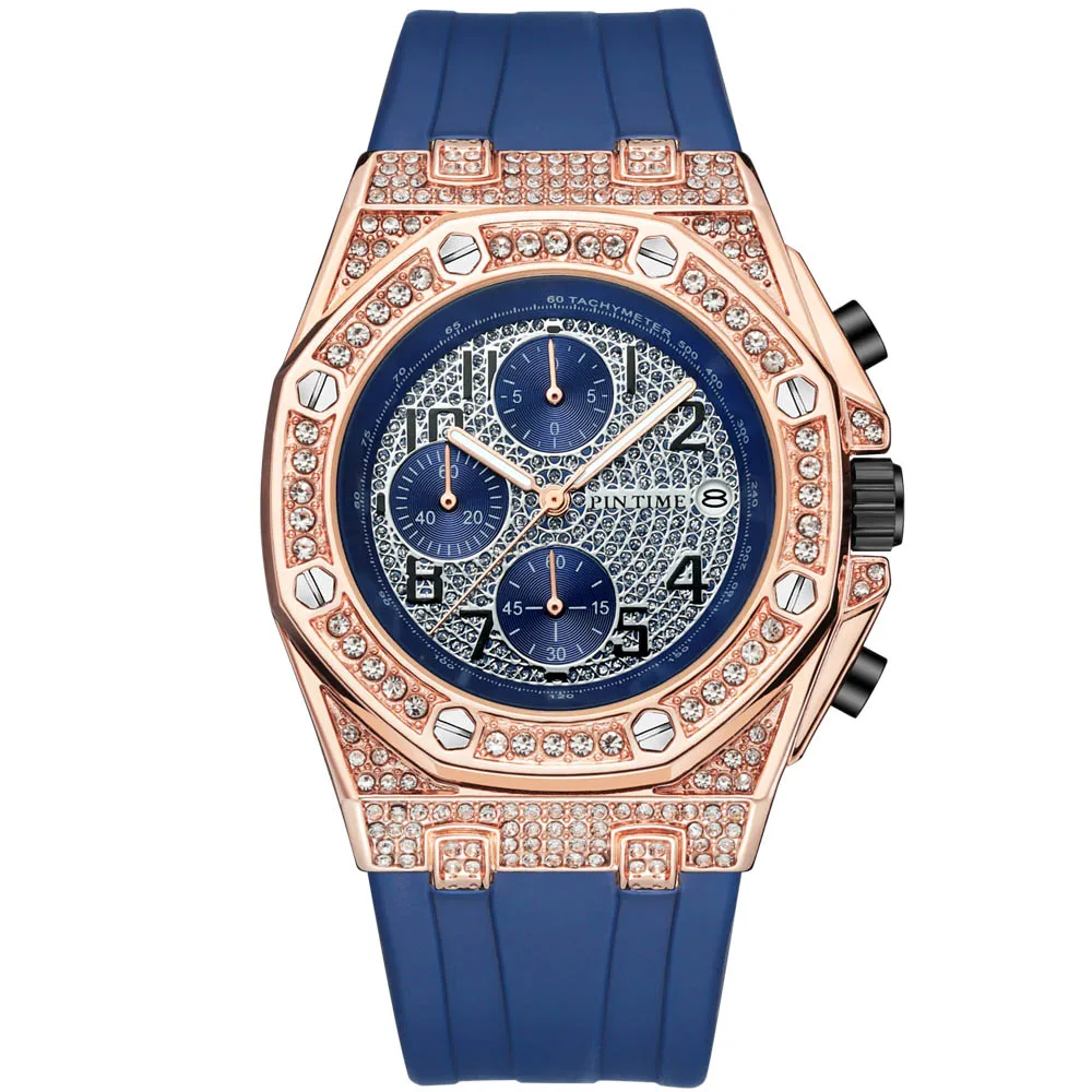 Часы наручные с хронографом кварцевые украшения из нержавеющей стали под