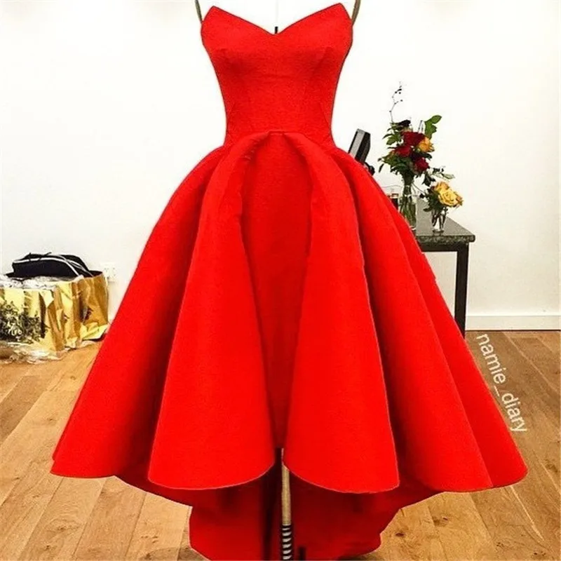 Vestidos новинка милое ТРАПЕЦИЕВИДНОЕ Пышное сатиновое красное Hi Lo летнее Myriam Fares