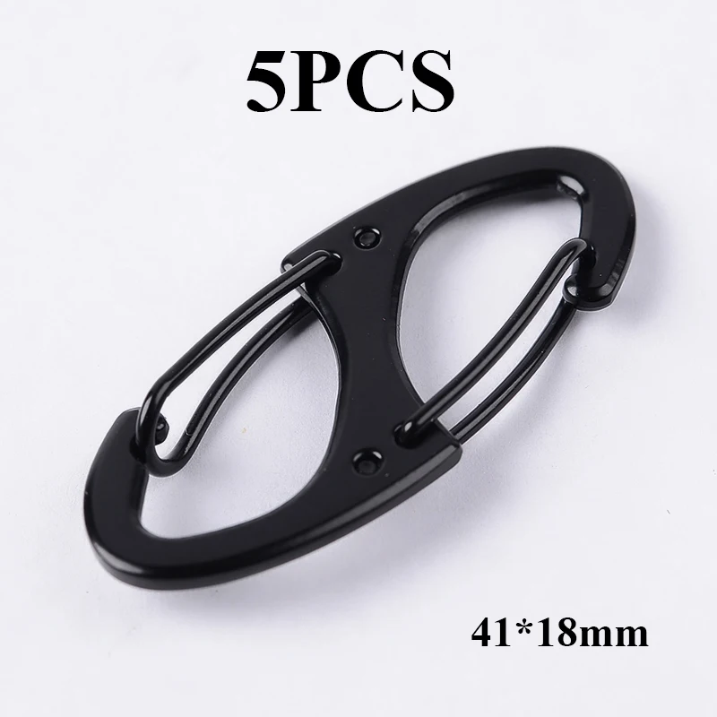 5PCS BLACK 5 шт./лот S Тип альпинистский крюк мини брелок карабин средство для выживания на открытом воздухе двойная Пряжка брелок 8 Форма Пряжка для кемпинга - Цвет: 5PCS BLACK