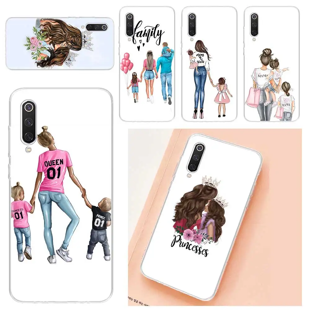 

Mom and Baby Case For Xiaomi POCO M3 X3 Phone Shell Xiami 10 9T 8 lite 5X 6X 9SE Xiomi Mix 2S Cover Drop Protection Coque